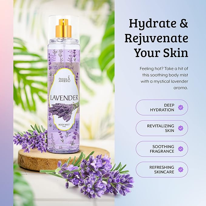 Home Spa Gift 10oz Deep Moisturizing Fragrance Body Lotion & 8 oz. Fine Fragrance Body Mist Set Luxury Self-Care Combo for Women and Girls (Lavender) Mother’s Day Gift for Mom