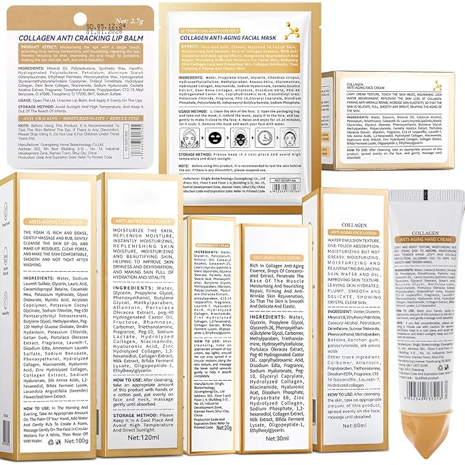 Collagen Skin Care Set,13-In-1 Travel Skincare Kits for Firming Skin, Shrink Pores, Anti Aging Skincare Set for Reduce Wrinkles.Smooth Fine Lines.Hydrating,Facial Kits for Women & Girls.