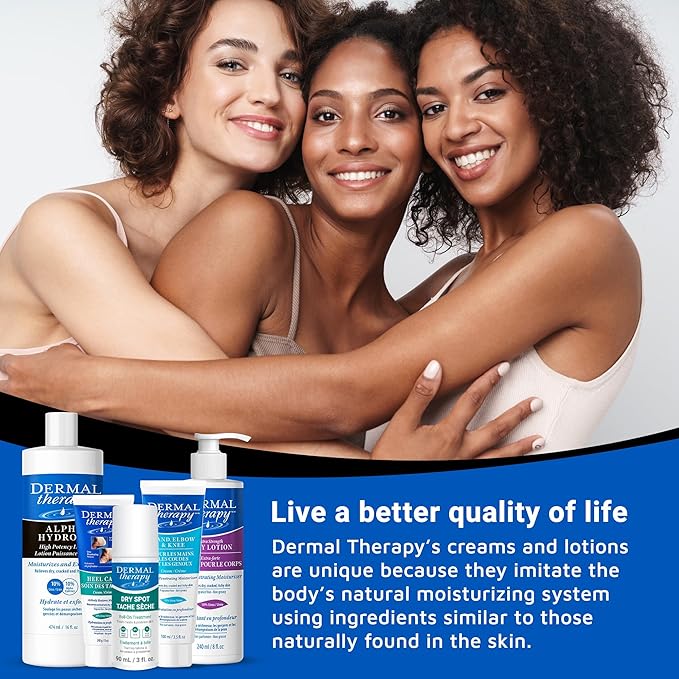 Dermal Therapy Alpha Hydroxy Lotion - High Potency AHA Exfoliating Moisturizer for Dry, Scaly Skin - 10% Lactic Acid & 10% Urea Lotion - Remove Skin Flakes - Fragrance-Free - 16 fl oz / 474 ml