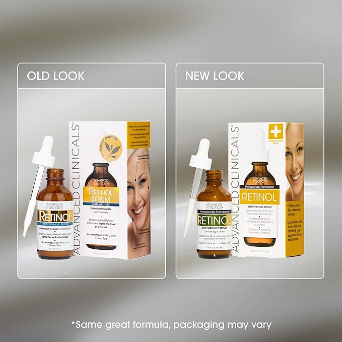 Advanced Clinicals Retinol Serum For Face | Visible Anti Aging Retinol Serum Skin Care Face Moisturizer With Vitamin E Helps Improve Look Of Wrinkles, Fine Lines, & Uneven Skin Tone, 1.75 Fl Oz