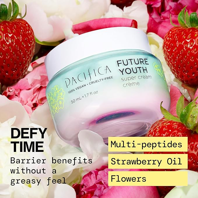 Pacifica Future Youth Super Cream – Daily Anti-Aging Moisturizer for All Skin Types, Lightweight Hydration with Advanced Peptides & Antioxidants, Improves Firmness & Elasticity, Vegan & Clean Beauty