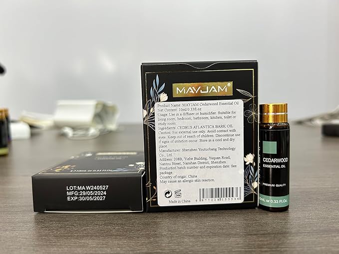 Cedarwood Essential Oil, MAYJAM 10ML/0.33FL.OZ Premium Cedarwood Oils for Soap Candle Making, Diffuser, Bedroom, Living Room, Office