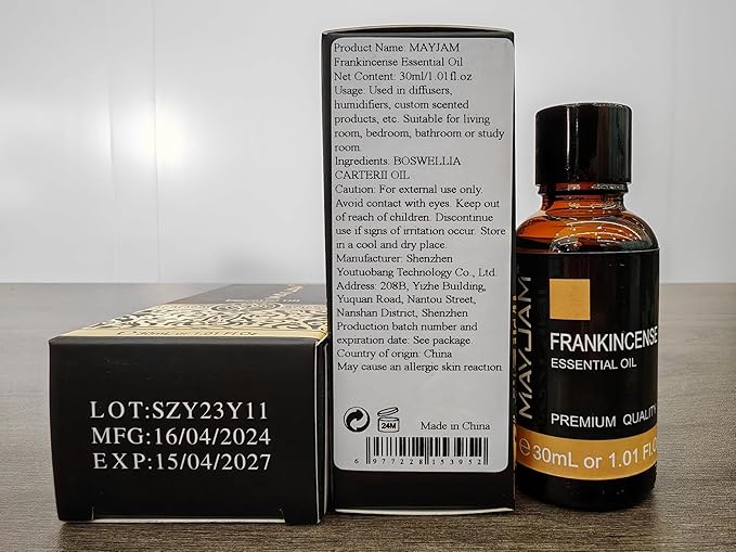 Frankincense Essential Oil 30ML/ 1.01FL.OZ, MAYJAM Pure Aromatherapy Frankincense Oil for Massage, Diffuser, Soap Making, Long Lasting Scents