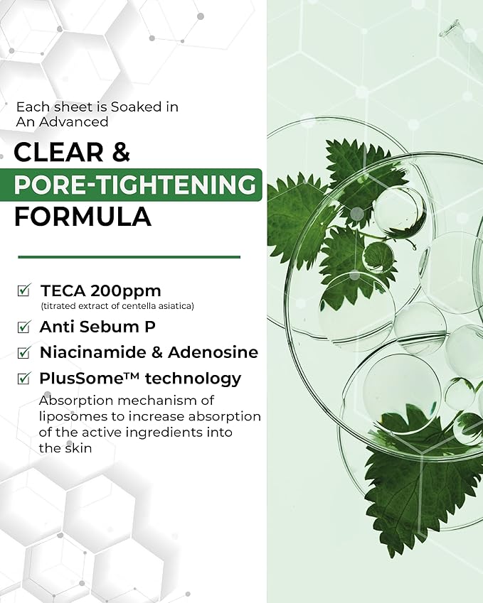 CENTELLIAN 24 Madeca Mask (Pore Tightening, 20pc) - Face Mask Sheet for Pore Minimizing, Sebum Control with Centella Asiatica, TECA, Niacinamide. Korean Skin Care for Men Women by Dongkook