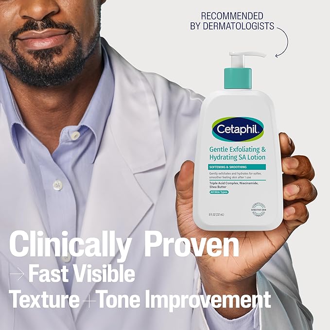 Cetaphil Gentle Exfoliating SA Lotion, Lightweight Moisturizer for All Skin Types, 8 Oz Pump Bottle, Salicylic Acid, Mandelic Acid & Gluconolactone, Gently Exfoliates, Dermatologist Recommended Brand