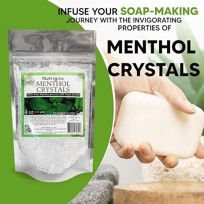 Menthol Crystals 100% Pure Organic Natural Spa Quality in 4OZ Resealable Bag