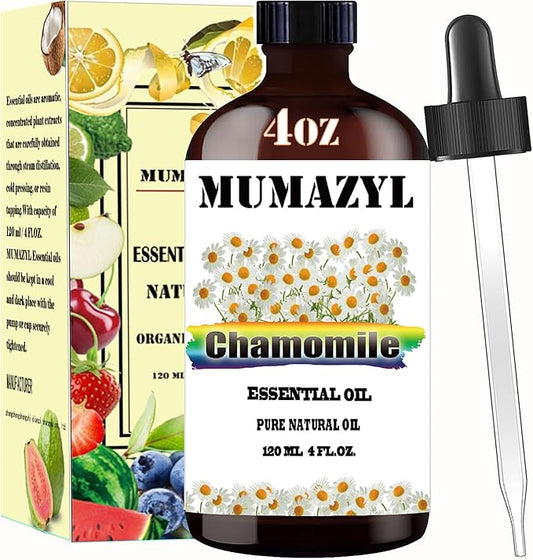 Chamomile Essential Oil, Chamomile Oil 4 Fl Oz 120ML for Diffuser Humidifier Yoga Cleaning DIY Candle Soap Making Essential Oils