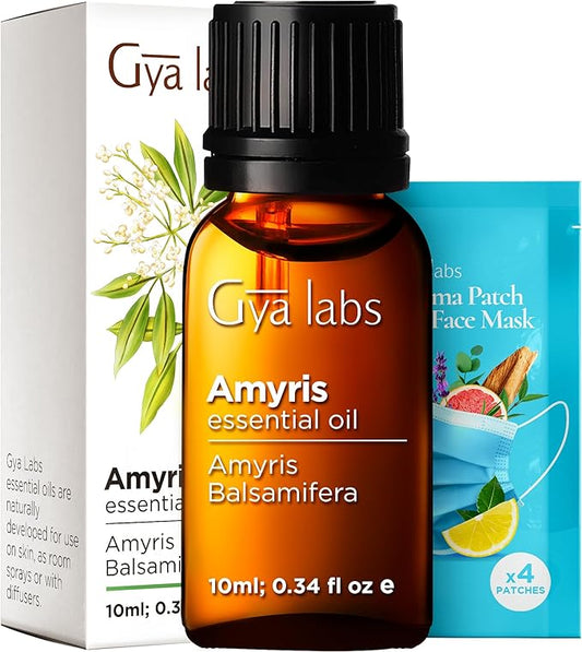 Gya Labs Amyris Essential Oil for Skin - 0.34 Fl Oz - 100% Pure Natural Amyris Oil for Diffuser, Massage, Aromatherapy & Candles Making - Warm Earthy & Woody Scent