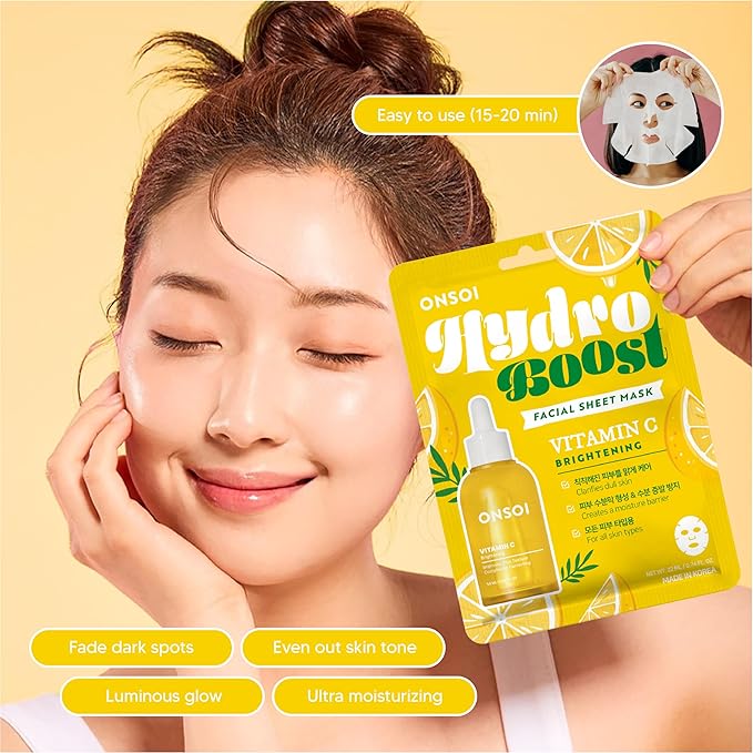 36PK ONSOI Hydro Boost Moisturizing Face Masks Skincare Korean Skin Care Facial Sheet Mask (36, 36PK Brightening)