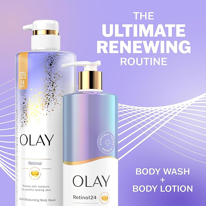 Olay Body Lotion for Women, Smoothing with Retinol Serum, Visibly Smoother Skin, 24hr Moisture & Hydration, Fast Absorbing Formula, Vitamin B3 Complex, For All Skin Types, 17 fl oz
