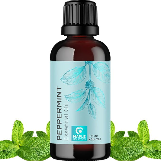 Peppermint Essential Oil for Diffuser Aromatherapy - 100% Pure Peppermint Oil for Hair Skin and Nails Plus Undiluted Refreshing Aromatherapy Essential Oil for Diffusers Baths and Topical Uses 1oz
