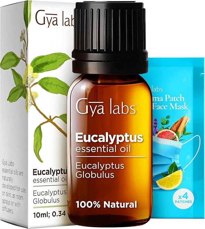 Gya Labs Eucalyptus Essential Oil for Diffuser - 0.34 Fl Oz - 100% Pure Natural Eucalyptus Oil for Skin, Humidifier, Candle Making & Aromatherapy - Fresh, Cooling Scent