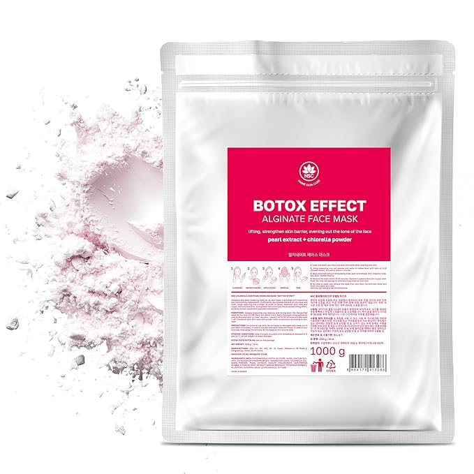 Name Skin Care Alginate Powder Face Mask with Chlorella Seaweed and Pearl Extract - 2.2lb, 40 Applications - Peel Off Korean Beauty Natural Fascial Skincare - Hydrating Moisturizing Peeling Spa Kit