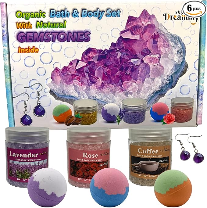 Bath Bombs for Kids, Girls Women. Organic Handmade Fun Bubble Bath with Surprise Jewelry Toys Inside!.Includes 3 Natural Bath Salts. Relaxing Soaking Himalayan Salts.Girls Birthday Christmas Gift Idea