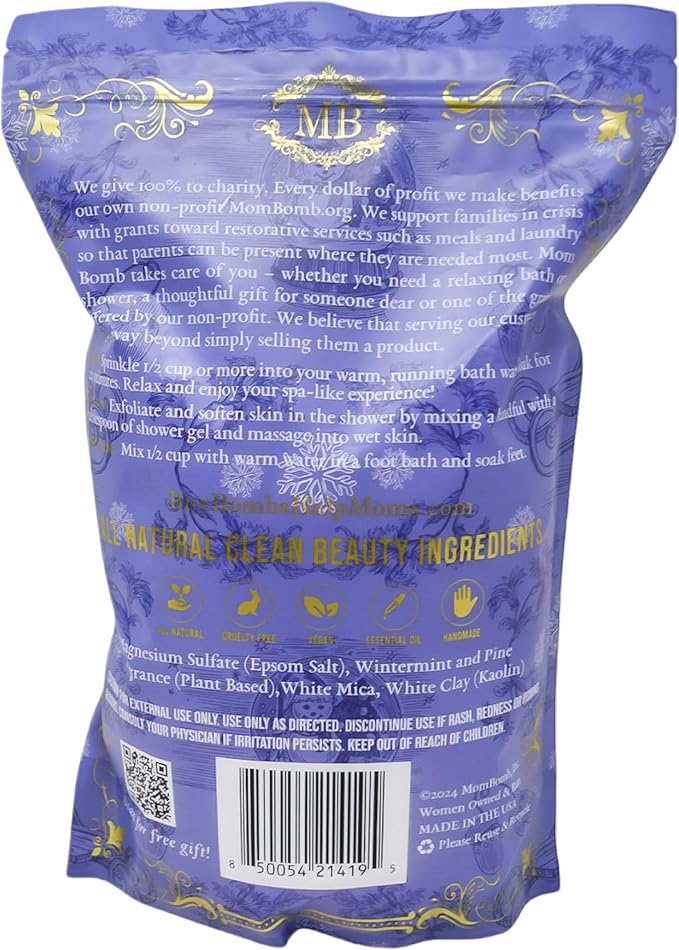 Mom Bomb Sparkling Snow Bath Soaks: Indulge in 3 lbs of Serenity for Baths, Showers, and Foot Treatments