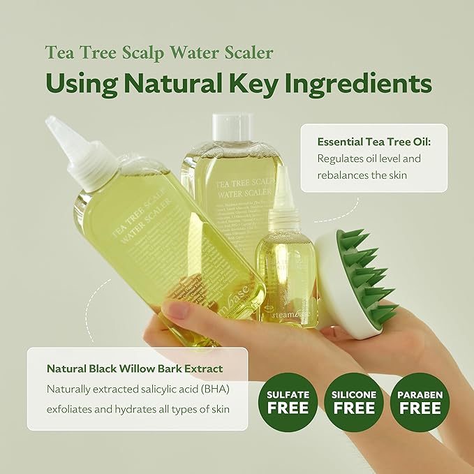 Tea Tree Scalp Water Scaler | Exfoliator for Itchy Dry Flaky Scalp, Buildup Remover, Treatment for Excess Sebum Oily Greasy Hair | Korean Hair Care Products, Refill 16.9 fl oz
