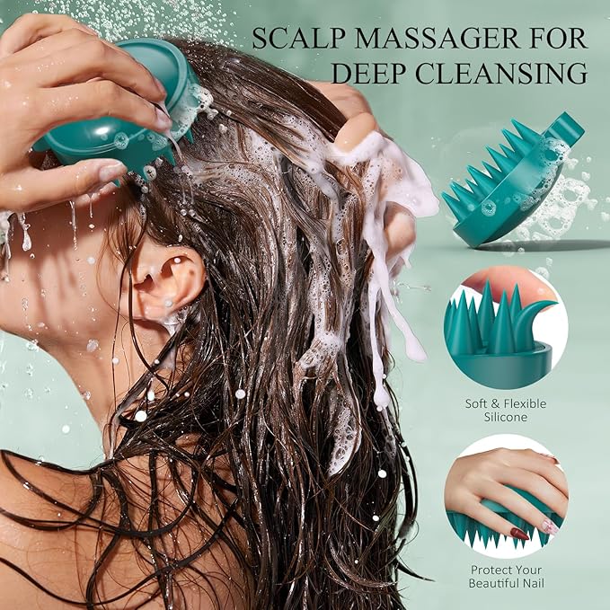 Scalp Scrub, Rosemary Scalp Exfoliator Scrub Shampoo, 2-in-1 Scalp Treatment with Mint Oil, Hair Treatment to Clarify and Remove Build Up with Silicone Scalp Massager, 10.6oz/300g