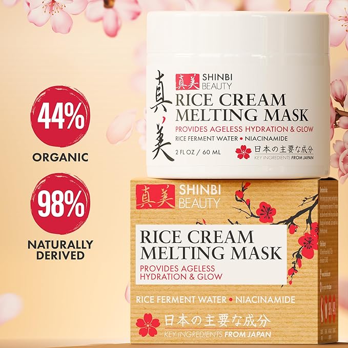 Japanese Rice Mask for Face - Organic Face Mask Skincare - Japanese Skin Care Products for Anti Aging Anti Wrinkle J Beauty Glow 1oz