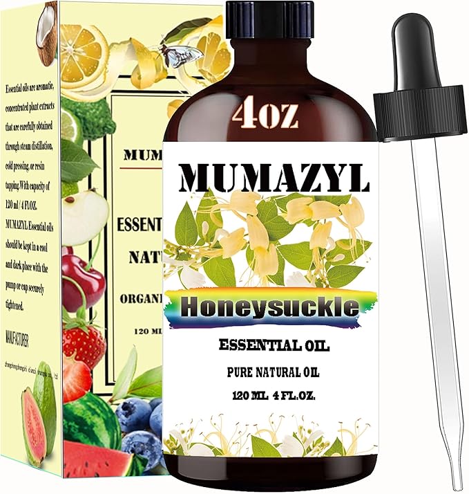 Honeysuckle Essential Oil, Honeysuckle Oil 4 Fl Oz 120ML for Diffuser Humidifier Yoga Cleaning DIY Candle Soap Making Essential Oils