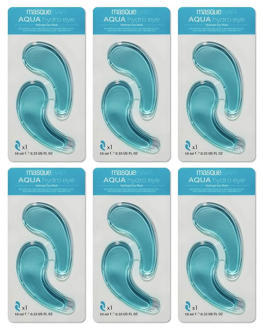masque BAR Hydrogel Aqua Eye Patches (6 Pairs) with Hyaluronic Acid and Collagen, Korean Under Eye Skincare Treatment, Moisturize & Hydrate Skin Around Eyes, Reduce Fine Lines, Wrinkles