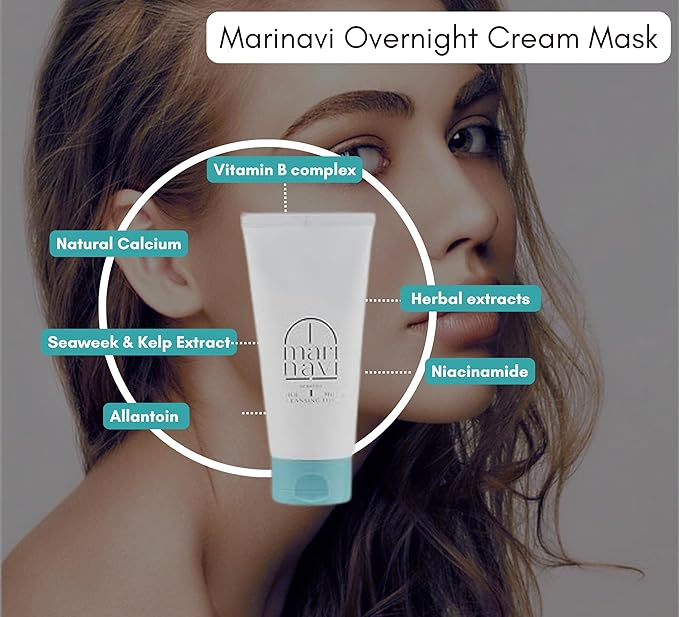 Marinavi - Sleeping Overnight Cream for Skin care - Anti-Aging Overnight Cream - Natural Skincare - Overnight Face Mask - Anti-Wrinkle Skincare - Hydrating, Soothing, & Healing