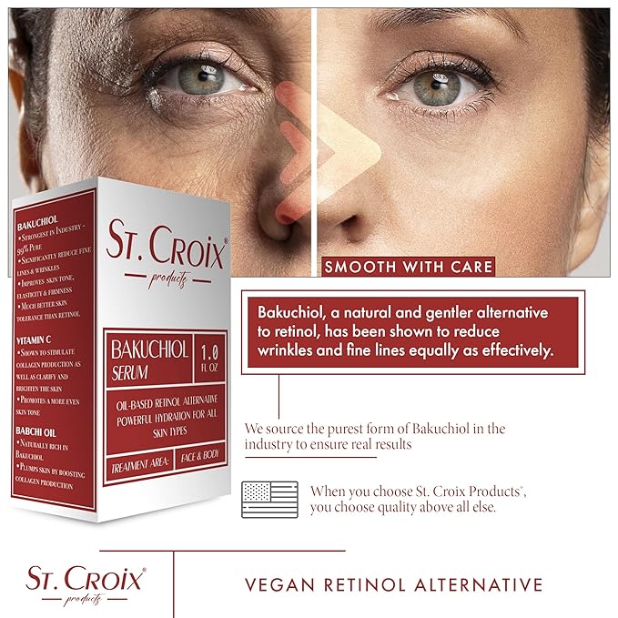 Premium Grade Bakuchiol Facial Oil Serum with Vitamins C & E - Odorless Oil-Based Anti-Aging Serum for Face & Body - Hydrating Retinol Alternative - 1 oz