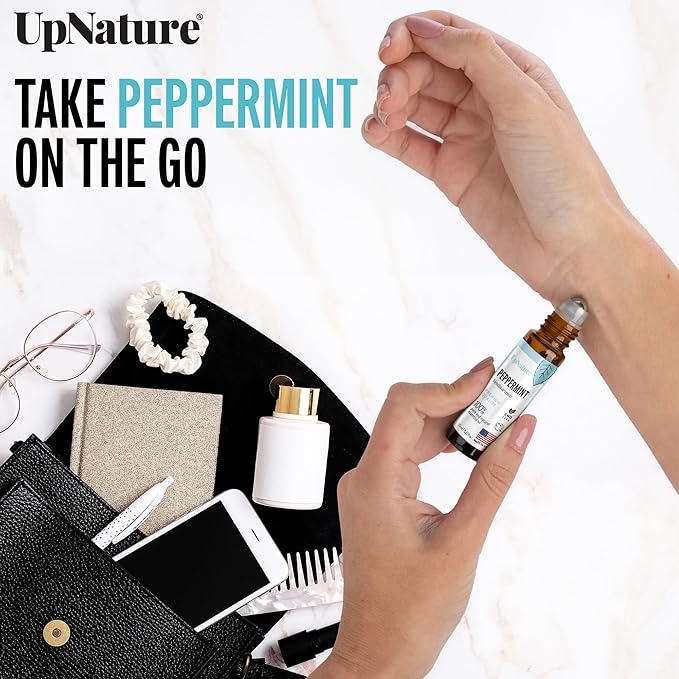 UpNature Peppermint Essential Oil Roll On - Natural Nausea Morning Sickness Relief for Pregnant Women - Pregnancy Must Haves Rollerball Roller