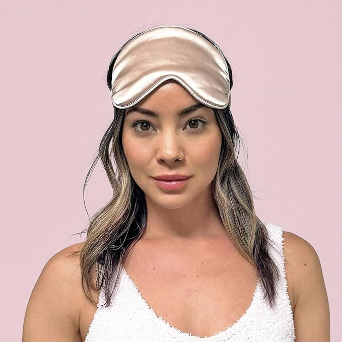 Grace & Company Silky Satin Eye Mask for Women - Premium Gold Satin Silk Sleep Mask - Hydrating, Ultra Soft & Lightweight Vegan Sleeping Mask - Opal