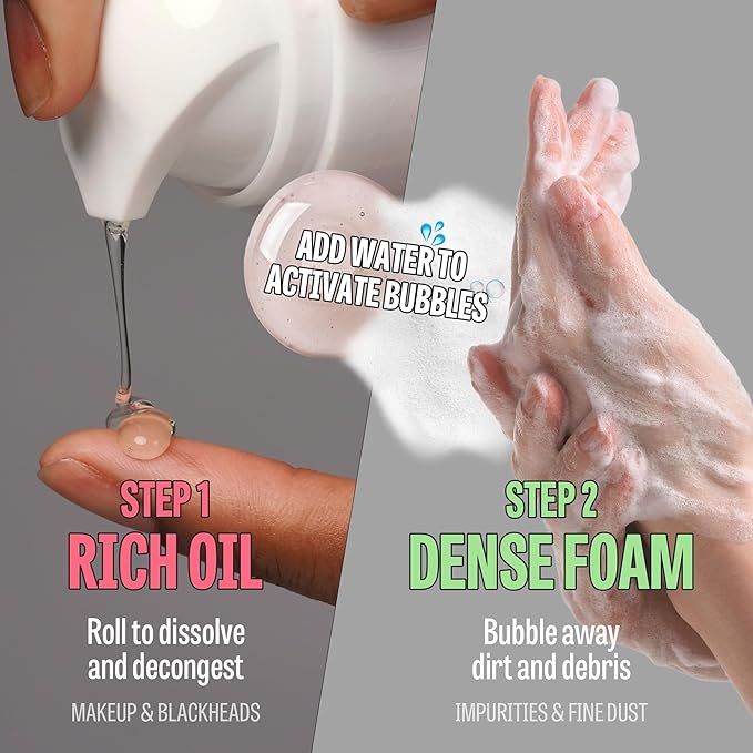 [K-Beauty] Rose Vitamin Oil to Foam - All-in-One Korean Face Wash Oil Based Foaming Facial Cleanser - Pore Minimizing & Blackhead Remover - Makeup Deep Cleansing Oil for All Skin Types (3.88 fl oz)