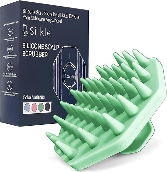 Silicone Scalp Scrubber - Massage Shampoo Brush, Soft Bristles for Hair Growth & Dandruff Removal - Ergonomic Design, Wet & Dry Use, Deep Cleansing Scalp Exfoliator for All Hair Types - Green