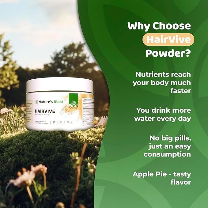 HairVive Hair Supplements for Hair Growth - Hair Vitamins for Women & Men - with Biotin, Collagen, Keratin, Hyaluronic Acid, Zinc, Selenium & More - 3.39 Oz - 30 Servings - Apple Pie Flavor