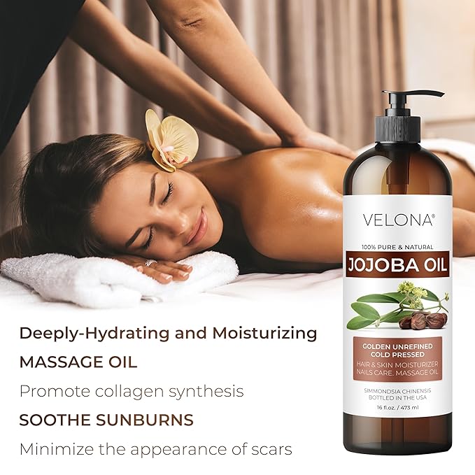 Jojoba Oil - 8 Fl Oz (With Pump) | 100% Pure and Natural | Golden, Unrefined, Cold Pressed, Hexane Free | Moisturizing Face, Hair, Body, Skin Care