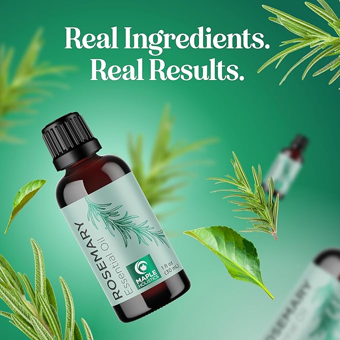 Maple Holistics Rosemary Essential Oil - Pure for Aromatherapy, Hair, Skin and Nails - Refreshing for Diffusers, Dry Scalp Treatment