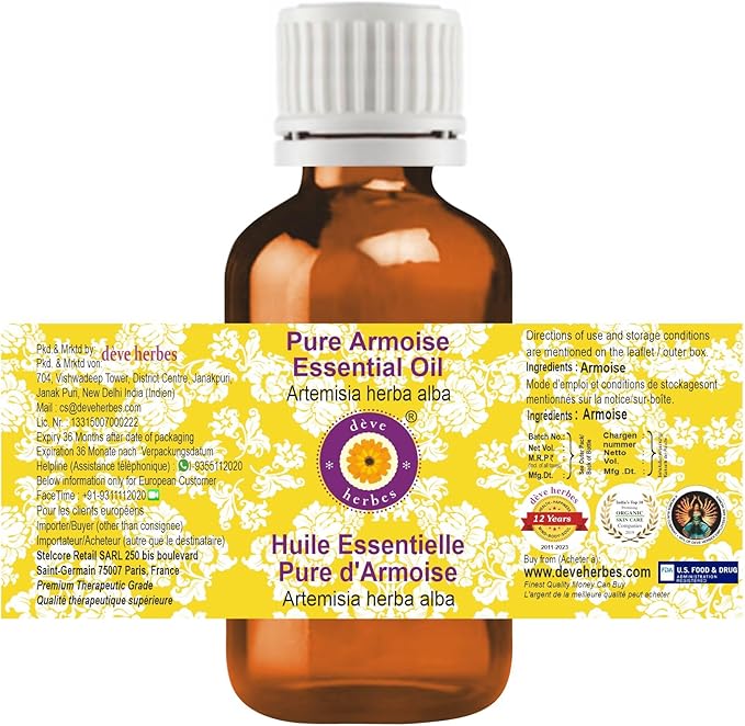 Deve Herbes Pure Armoise Essential Oil (Artemisia herba alba) Steam Distilled 50ml (1.69 oz)