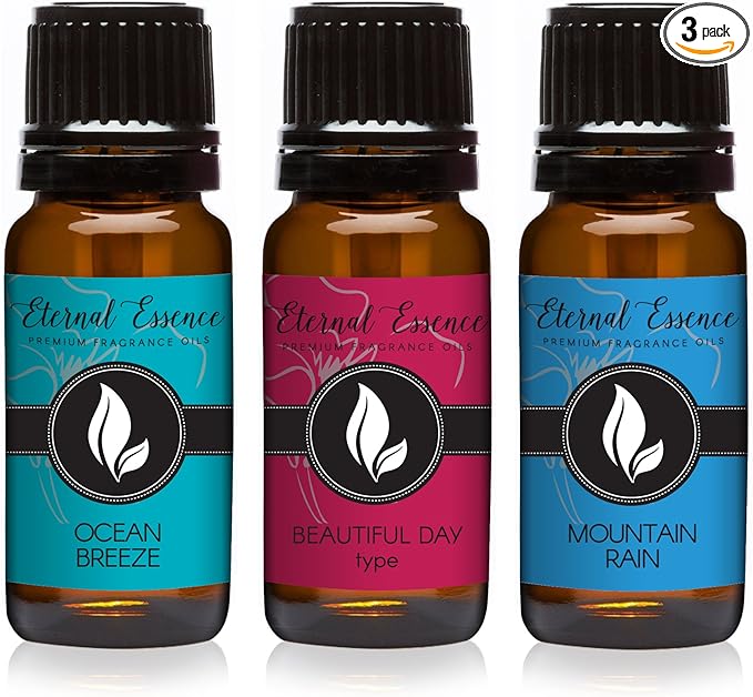 Eternal Essence Oils - Trio (3) - Ocean Breeze, Beautiful Day, Mountain Rain - Premium Fragrance Oil - 10ml