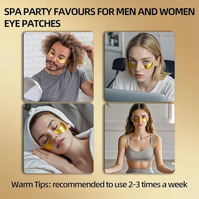 Golden Eye Mask 20 (pair), Collagen Eye Mask with Sodium Hyaluronate for Dark Circles, Bags, Wrinkles and Puffiness Eye Gels, Under Eye Patches for Both Men and Women.
