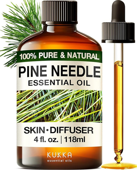 Kukka Pine Essential Oil for Diffuser - 4 Fl Oz - 100% Pure Natural Pine Oil, Woody Scent, for Candle & Soap Making Scent DIY
