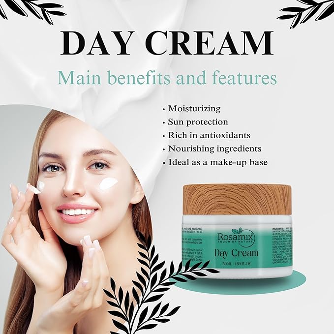 Daily Moisturizer Face Cream, Long-Lasting Hydration, Easy and Fast-Absorbing, Suitable for All Skin Types with Hyaluronic Acid & Olive Oil, 1.69FLOZ (50 ml)