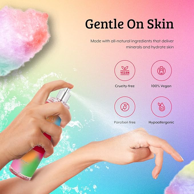Home Spa Gift 10oz Deep Moisturizing Fragrance Body Lotion & 8 oz. Fine Fragrance Body Mist Set Luxury Self-Care Combo for Women and Girls (Cotton Candy) Mother’s Day Gift for Mom