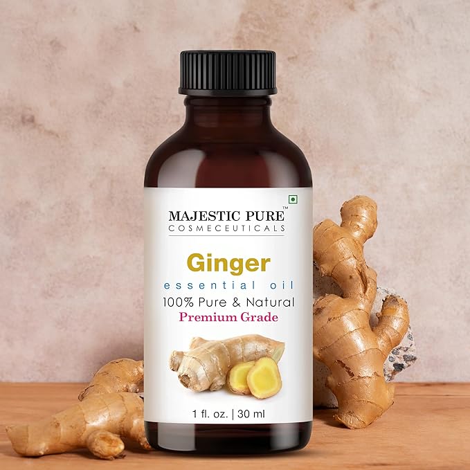 MAJESTIC PURE Ginger Essential Oil | 100% Pure and Natural Ginger Oil | Premium Grade Essential Oils for Hair Care, Home Diffusers, Skin, Aromatherapy, Massage and Humidifiers | 1 Fl Oz