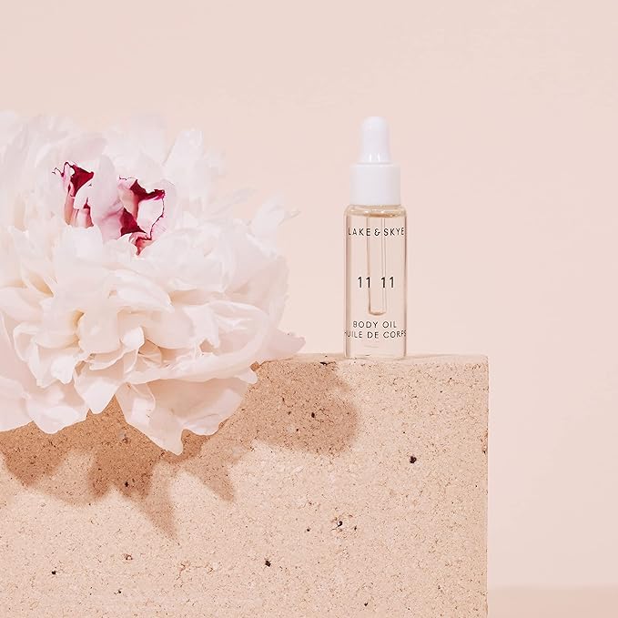 Lake & Skye 11 11 Body Oil Mini, 0.33 fl oz (10 ml) - Hydrating with Vitamin E & Sweet Almond Oil - Sheer & Uplifting Scent
