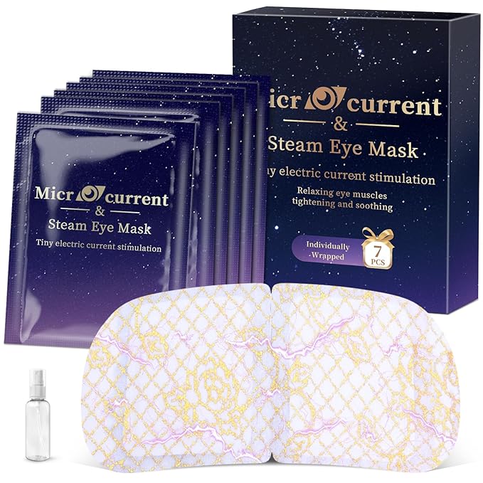 Microcurrent Steam Eye Mask, Self Heated Warm Compress For Fast Relief 7Pcs