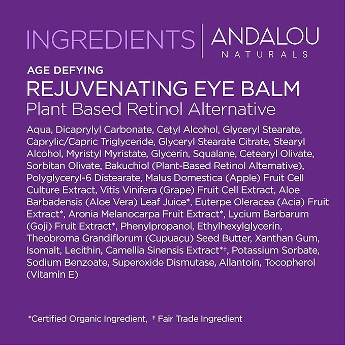 Andalou Naturals Age Defying Plant-Based Retinol Alternative Eye Balm, 0.45 OZ