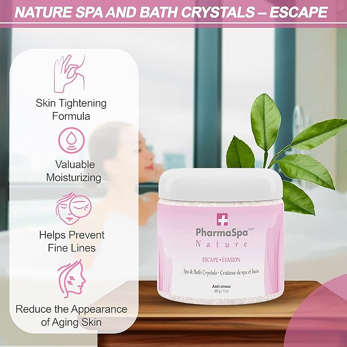 Nature: Spa and Bath Crystals with All-Natural Extracts - 385 g/13 oz – Epsom Bath Salt for Hot Tub Aromatherapy and Relaxation – Gluten Free, Parabens Free, Cruelty Free (Escape)