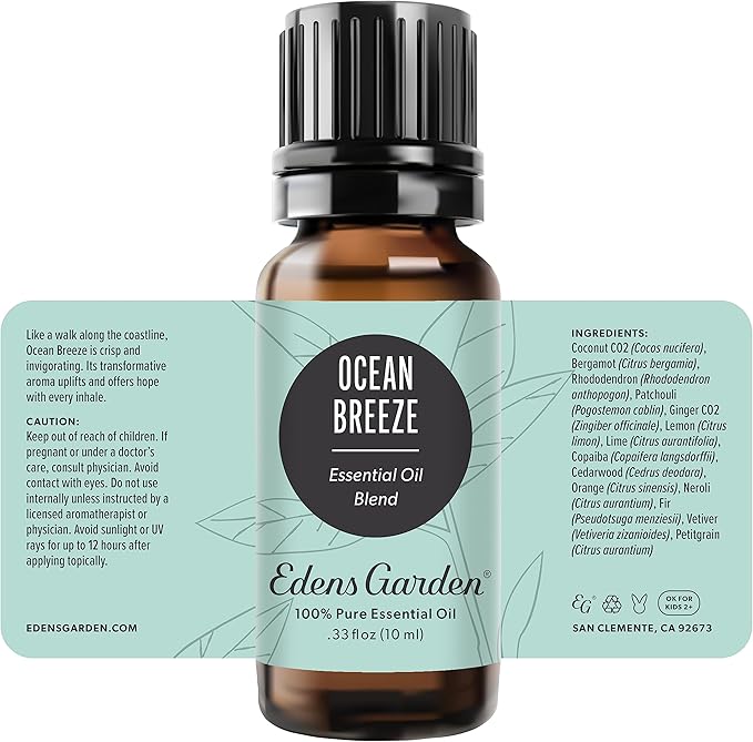 Edens Garden Ocean Breeze Essential Oil Blend- 100% Pure Premium Grade, Undiluted, Natural, Therapeutic, Aromatherapy, The Best for Diffusing, Candle, Laundry, Humidifiers 10 ml (.33 fl oz)