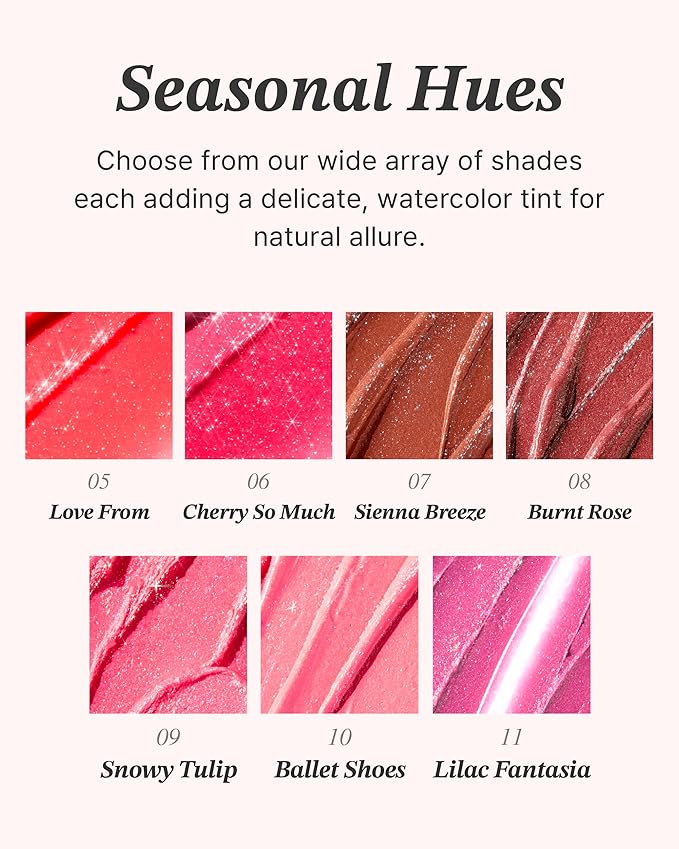 Glint Glow Lip Balm (Burnt Rose, 0.1oz) - Moisturizing Stain Lipstick with Shine for Natural Lips, Tinted Treatment. Luxurious Korean Skin Care Makeup. Chapped, Dry, Cracked Lips.