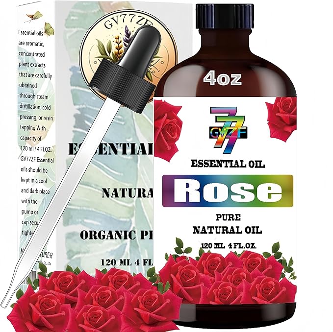 Rose Essential Oil (4 oz/120 ml) - Rose Oils Used in diffusers, humidifiers, Home Baths, Cleaning Products, Yoga, DIY Soaps and DIY Scented Candles