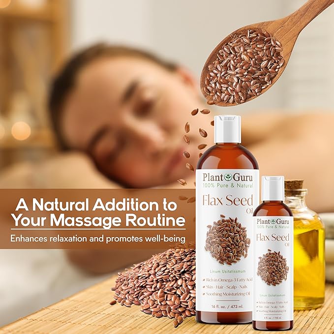 Flaxseed Oil 8 fl. oz. Unrefined Cold Pressed 100% Pure Natural Carrier For Skin, Face, Body Moisturizer, and Hair Growth.