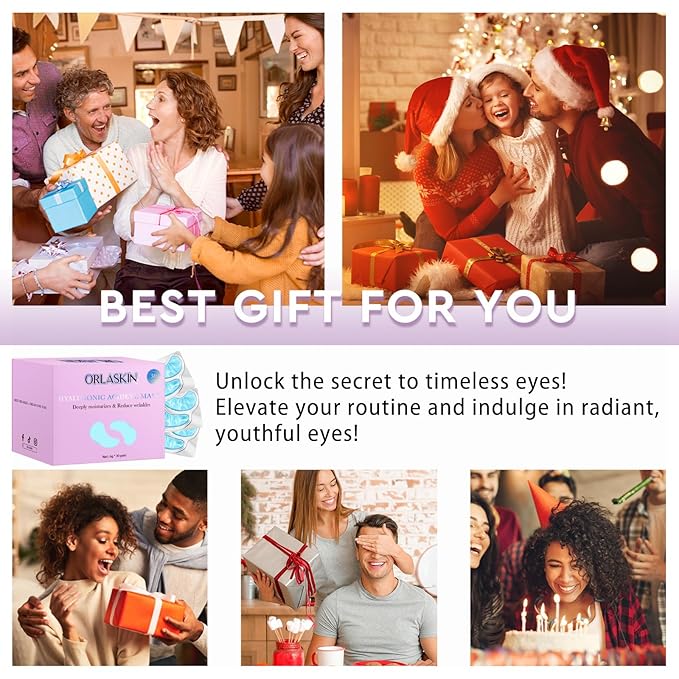 Under Eye Patches,30 Pairs Eye Mask Skin care for Dark Circles, Puffy Eyes, Undereye Bags,Wrinkles,Hyaluronic Acid Eye Treatment Skin Care for Men & Women Gift （Hyaluronic Acid）