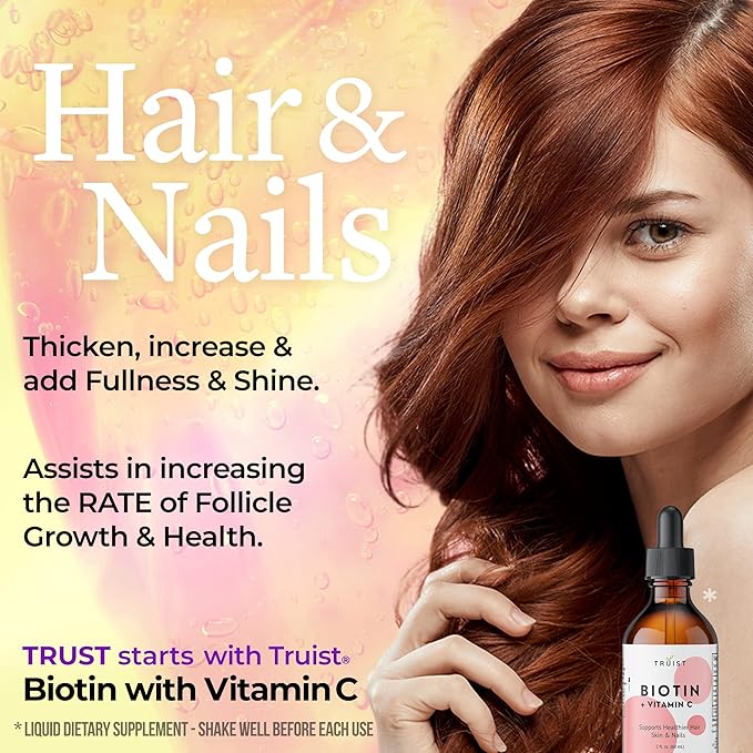 Pure Biotin Liquid Drops 10000mcg - Biotin (B7) Max. Strength for Hair, Skin & Nails - Vitamin C (8mg) - Women & Men - 60 Day Supply / 2.0 Fl. (60ml)